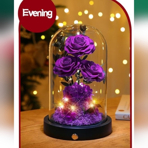 Purple Rose Glass Dome Decor - Picture 4 of 4